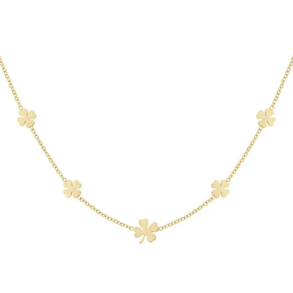 COLLIER 5 TREFLES OR OU ARGENT