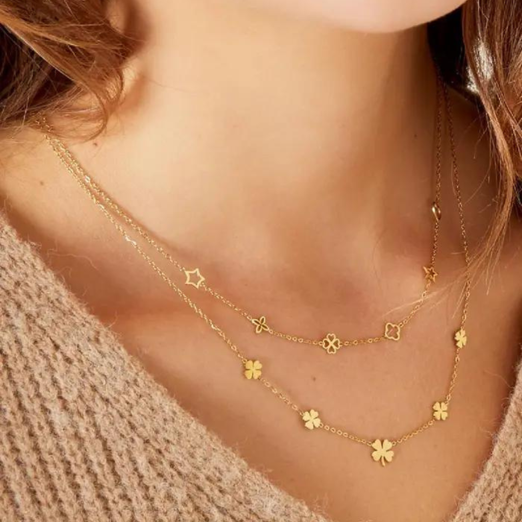 Collier en acier inoxydable 5 trèfles, Store-mj