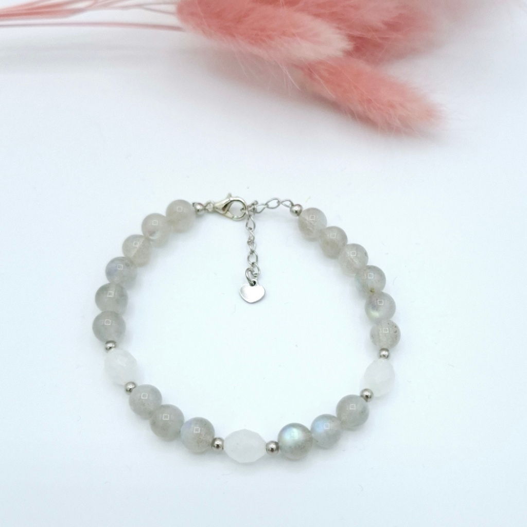 BRACELET LABRADORITE PIERRE DE LUNE OVALE