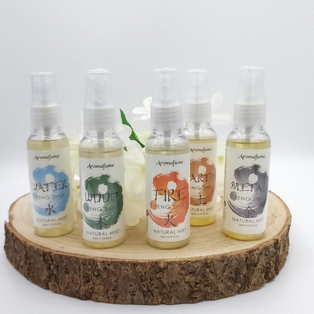 Coffret Feng shui spray d'ambiance aromafume 5 senteurs bois, feu, eau métal et terre Store-mj