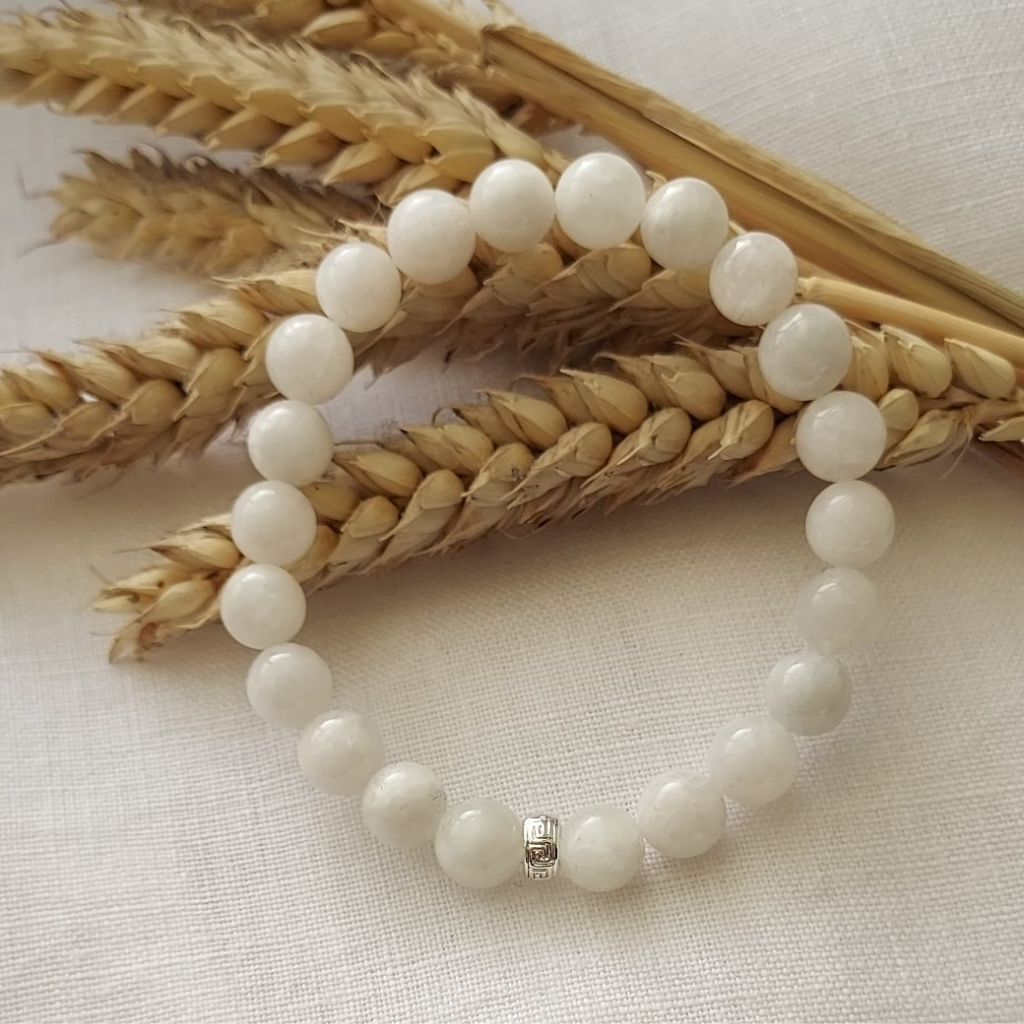 Bracelet perles semi-précieuses en 8mm pierre de lune blanche qualité AA, Store-mj