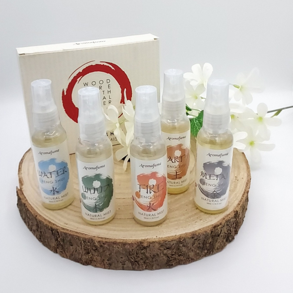 Coffret Feng shui spray d'ambiance aromafume 5 senteurs bois, feu, eau métal et terre Store-mj