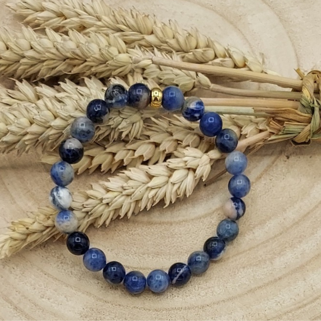 Bracelet en perles semi-précieuses sodalite provenance Afrique du Sud pour homme, Store-mj