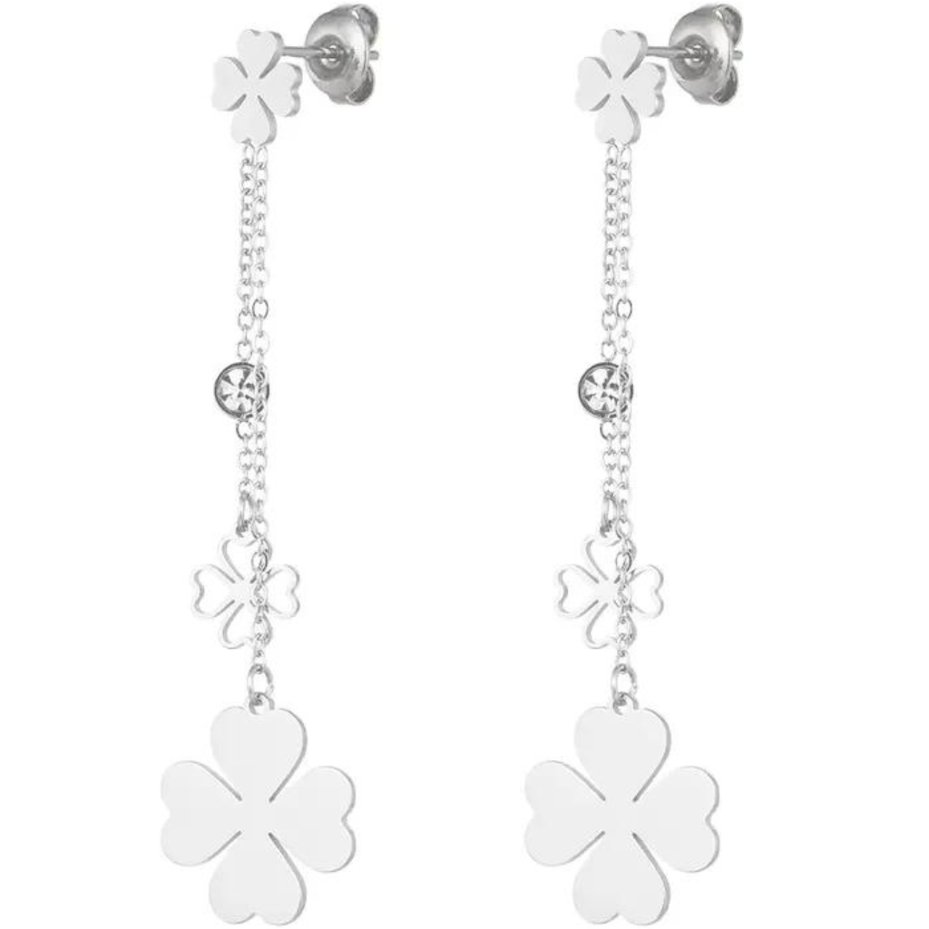 BOUCLES PENDANTES TREFLES OR-ARGENT