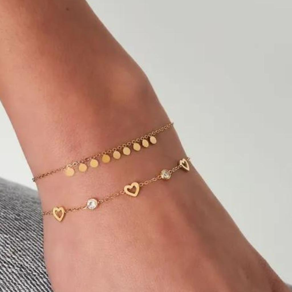 Bracelet coeur et strass en acier inoxydable, Store-mj