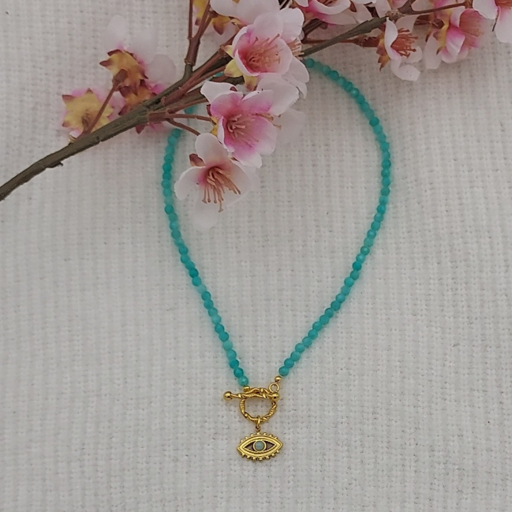 COLLIER PERLE AMAZONITE 4MM