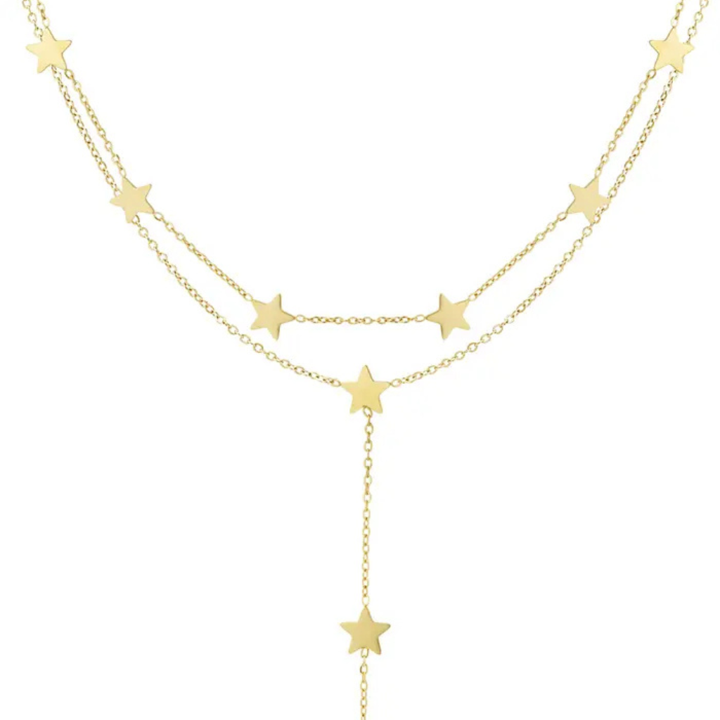 Collier pendant avec étoiles en acier inoxydable, Store-mj