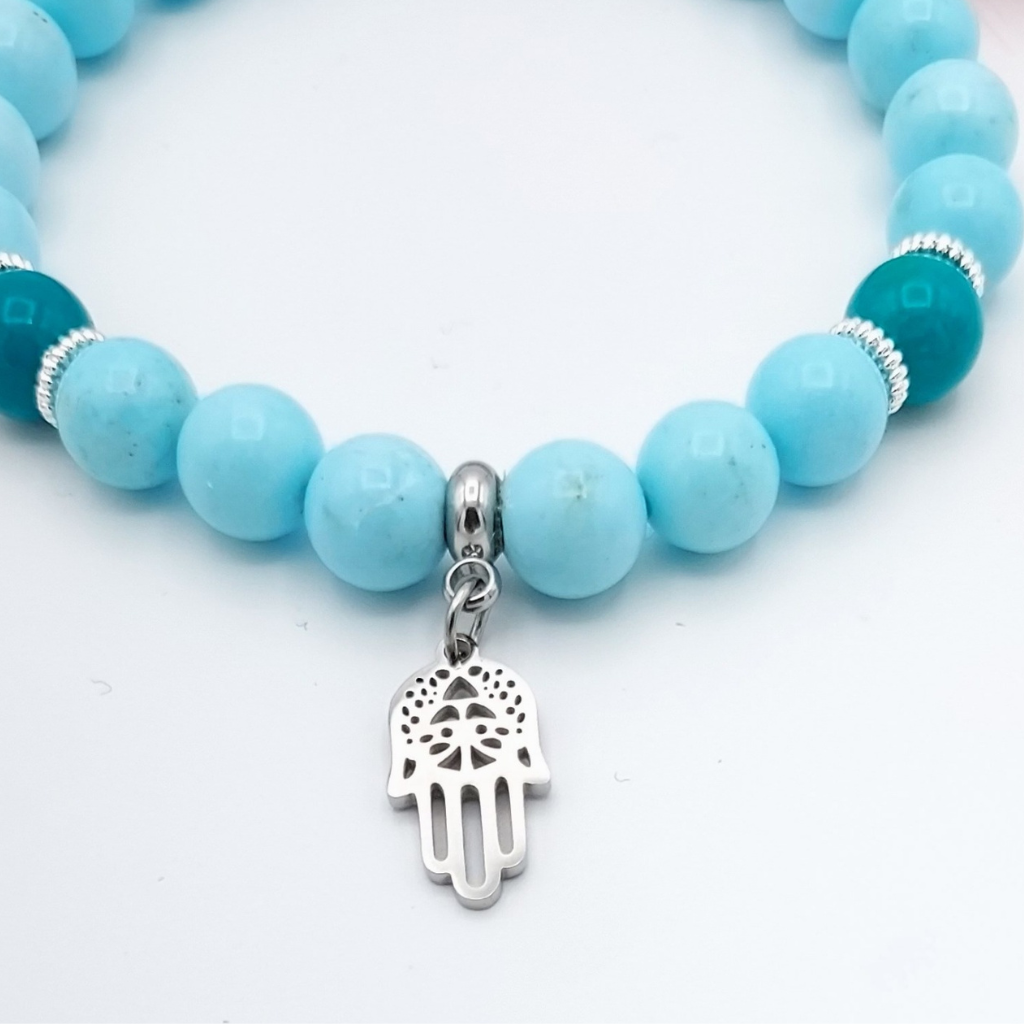 BRACELET HOWLITE BLEU- BLEU CLAIR 8MM