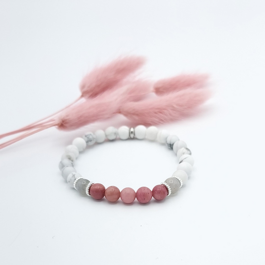 Bracelet howite mat, rhodonite et labradorite, bracelet zénitude, en 6m,Store-mj